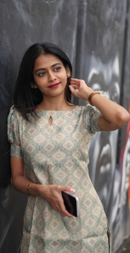 Soft Taby Printed Kurti – Elegant Pastel Edition