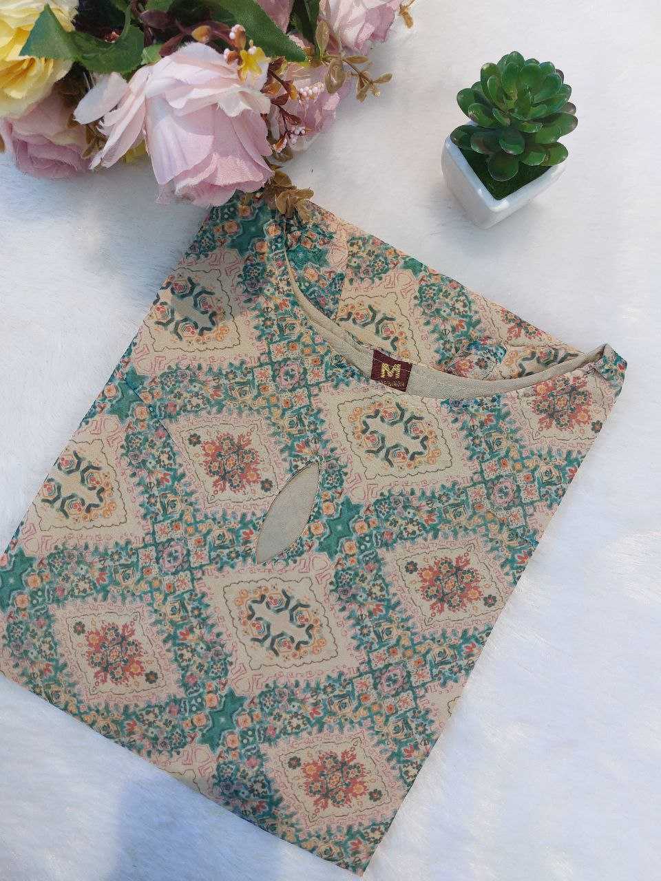 Soft Taby Printed Kurti – Elegant Pastel Edition