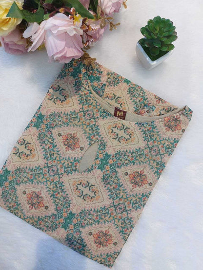 Soft Taby Printed Kurti – Elegant Pastel Edition