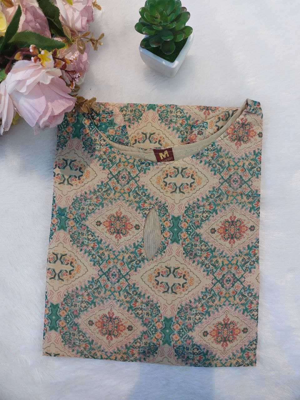 Soft Taby Printed Kurti – Elegant Pastel Edition