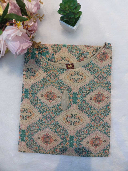 Soft Taby Printed Kurti – Elegant Pastel Edition