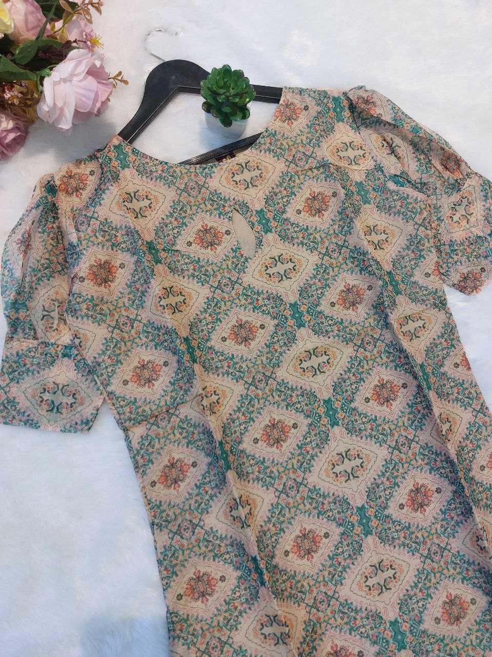 Soft Taby Printed Kurti – Elegant Pastel Edition