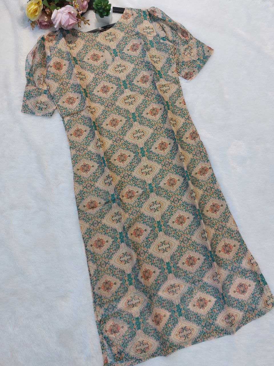 Soft Taby Printed Kurti – Elegant Pastel Edition